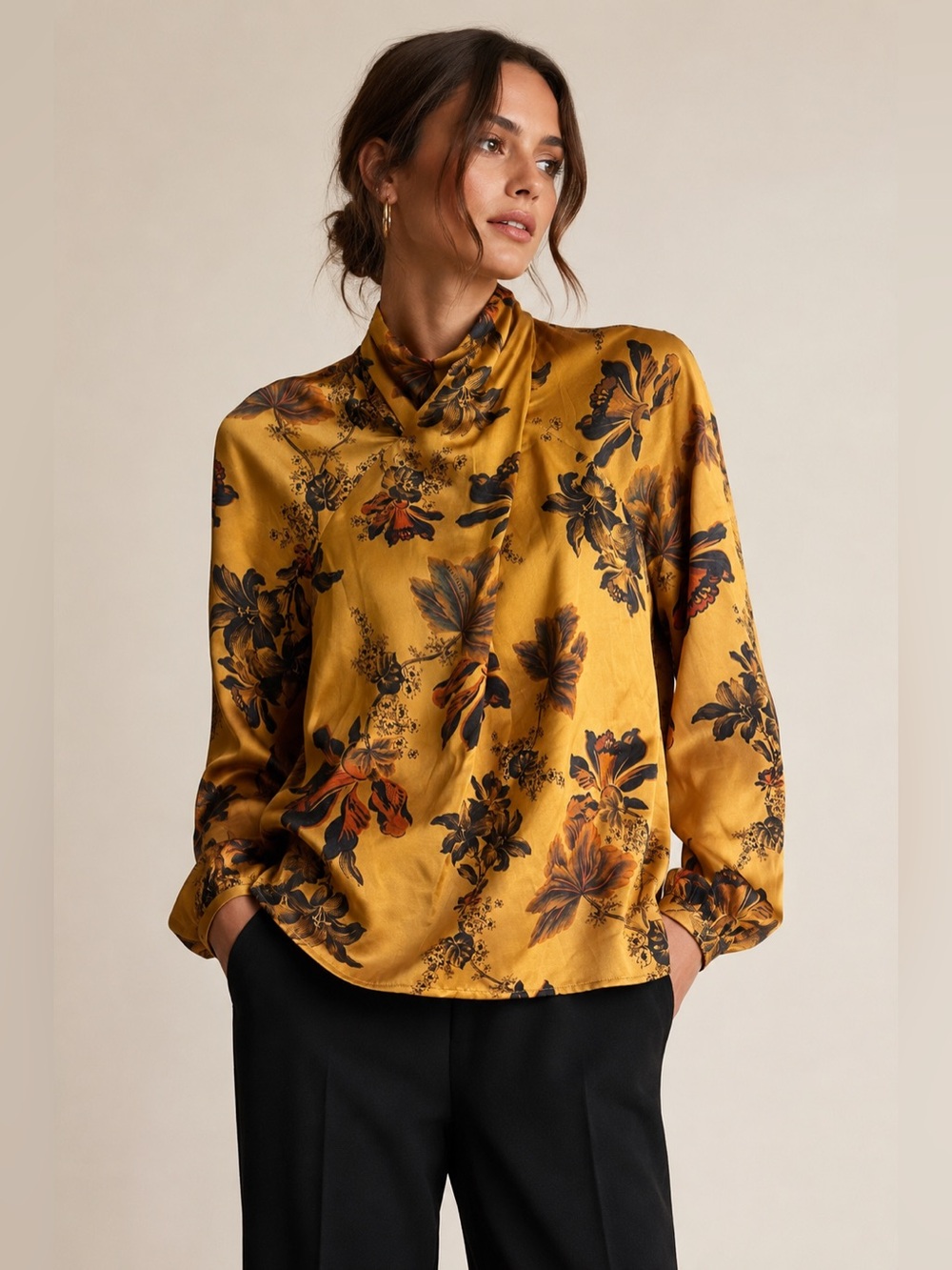 AllSaints Zola Lilly Silk ECOVERO Floral Blouse BOHO Top Office Chic Date XS LUX